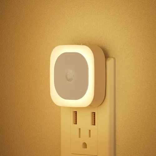 Miniatura 14 de YUNLEX Paquete de 2 luces nocturnas enchufables con sensor de movimiento y sensor de atardecer a amanecer, 3 modos de sensor, luces nocturnas azules