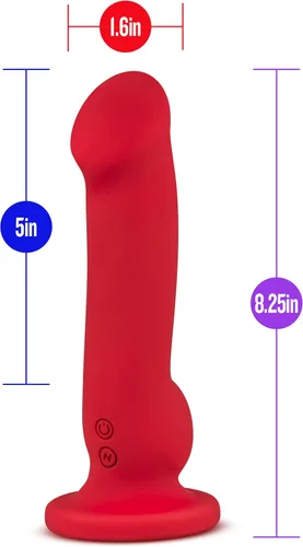 Miniatura 3 de Blush Impressions Las Vegas - Consolador vibrador pequeño de 8.25 pulgadas con ventosa - Rojo - Silicona Curvy G Spot & Anal Prostata Masajeador