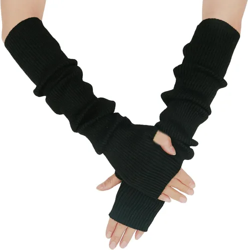Guantes cálidos de cachemira de brazo largo para mujer, guantes de invierno acogedores sin dedos, calentadores de brazos suaves, gran regalo de
