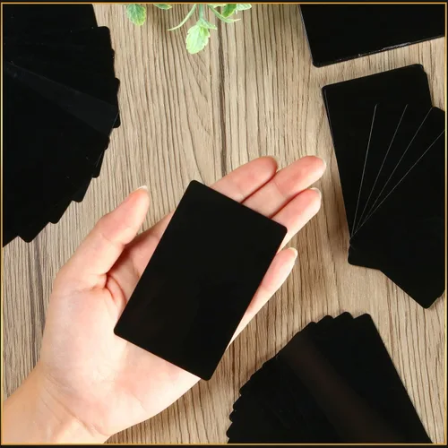 Miniatura 6 de Thenshop 550 tarjetas de visita de metal grabadas placas de aluminio para manualidades, hojas de metal multiusos para manualidades, tarjetas de Negro