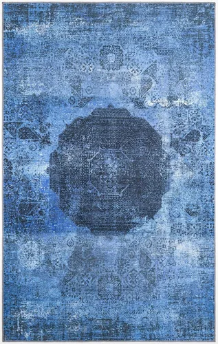 Miniatura 3 de Unique Loom Yara Collection - Alfombra de área Nayer (5' 1" x 8' Rectángulo, Azul Sobreteñido/Azul)