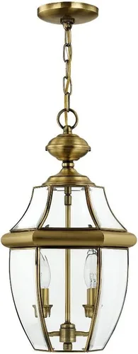 Miniatura 5 de Livex Lighting 2255-02 Monterey - Farol colgante de 2 luces, latón pulido