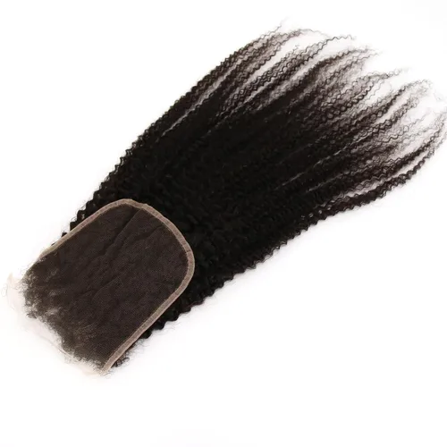 Miniatura 4 de Afro Kinky Curly 5x5 HD Cierre de encaje prearrancado con borde rizado de bebé 4B 4C, cierre de encaje HD de cabello humano transparente