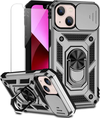 Miniatura 9 de Funda para iPhone 13 con cubierta para lente de cámara, protector de pantalla HD, doble capa [protección contra caídas de grado militar de 15 pies]