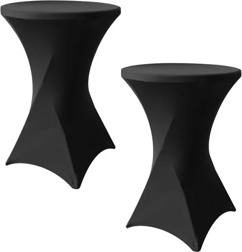 Miniatura 11 de SUNTQ Cubierta para Mesa de Cóctel 32x43, Mantel de Mesa de Cóctel Ajustado de Spandex Negro, Mantel de Mesa Alta Redonda Elástico para Fiestas