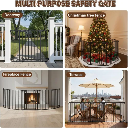 Miniatura 9 de Mumeasy Puerta de bebé extra ancha de 126 pulgadas para puertas, escaleras y chimenea, puerta de seguridad de cierre automático para perros y Negro