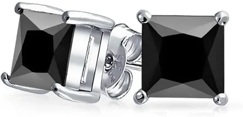 Aretes unisex de plata de ley 925 con corte princesa, chapados en platino, joyería fina para hombres y mujeres