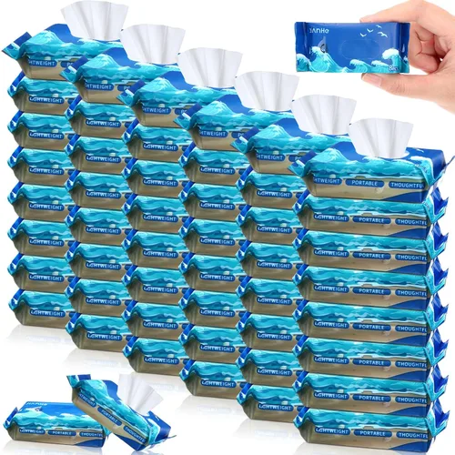 Miniatura 10 de Threlaco Paquete de 24 Total 192 Pcs Toallitas Húmedas Biodegradables de Tamaño de Viaje Respetuosas con la Piel para Manos con Extractos Naturales