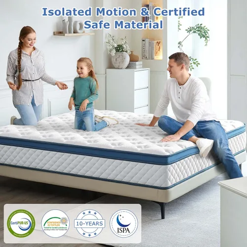 Miniatura 7 de Colchón Queen de 12 pulgadas de firmeza media híbrido para cama tamaño Queen, colchón de espuma viscoelástica en una caja para alivio de presión