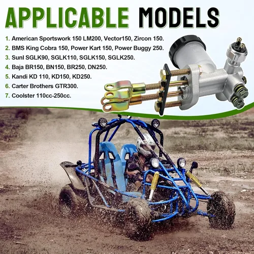 Miniatura 7 de LOCOPOW Go Kart Cilindro maestro de freno hidráulico para 150cc 90cc 110cc 125cc 200cc 250cc Go Kart Buggy Sunl BMS Kandi Roketa Kazuma Kinroad ATV