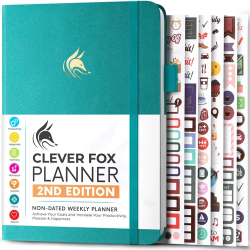 Miniatura 28 de Clever Fox - Agenda 2ª Edición – Planificador de Metas Semanales y Mensuales Colorido, Organizador de Gestión del Tiempo y Productividad, Sin Fecha
