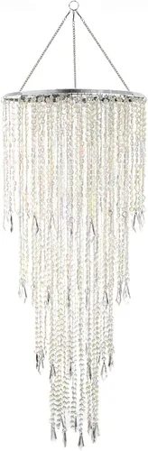 Miniatura 14 de Candelabro colgante con cuentas de acrílico iridiscente brillante, 3 niveles, 10.25 pulgadas de diámetro x 30 pulgadas de alto