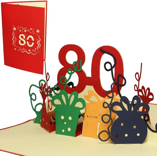 Miniatura 5 de LINPOPUP® Tarjeta emergente, tarjeta de felicitación 3D emergente, cumpleaños, invitación de cumpleaños, felicitaciones, mejores deseos, 80