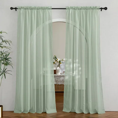 Miniatura 26 de NICETOWN Cortinas traslúcidas de gasa para ventana de dormitorio, bolsillo para barra, elegantes cortinas traslúcidas ligeras que llegan al suelo