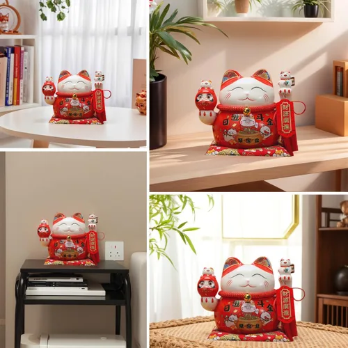 Miniatura 7 de Estatua de la suerte, figuras de gato de cerámica china, estatua de la suerte, alcancía, dinero japonés, fortuna, gato, decoración de regalo