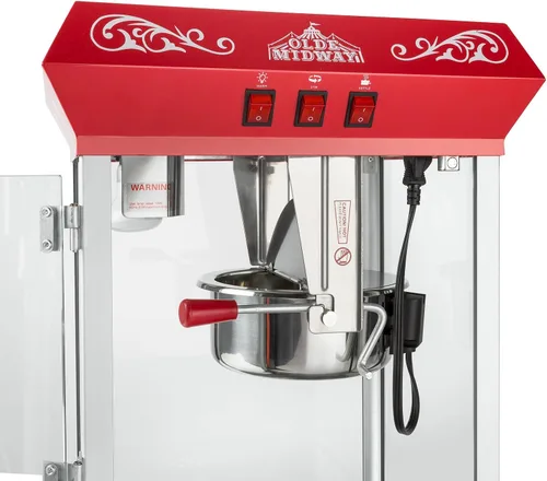 Miniatura 5 de Olde Midway - máquina de hacer palomitas estilo clásico, con hervidor de agua grande de 8 onzas, Rojo