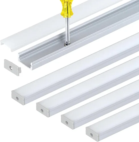 Miniatura 8 de Armacost Lighting Canal de montaje de luz de cinta LED para montaje en superficie, paquete de 5 unidades, color negro, 960056