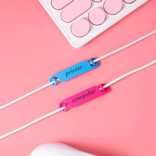 Honoson 50 etiquetas de gestión de cables, etiquetas multicolor de identificación de cables para cargador de teléfono de computadora USB