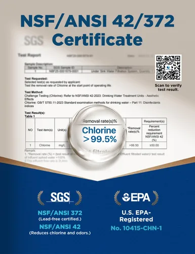 Miniatura 2 de NOVETE Filtro de agua para debajo del fregadero, mejorado de 30 K galones, certificado NSF/ANSI 42 y 372, reduce el 99.5% de cloro, plomo, Negro
