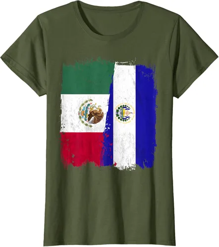 Miniatura 74 de Camiseta con la bandera mexicana de El Salvador con la mitad de la bandera mexicana de El Salvador