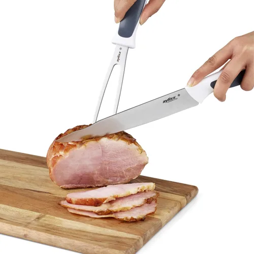 Miniatura 7 de Zyliss E920209 - Cuchillo para tallar cómodo, 7.3 in/7,25 pulgadas, acero inoxidable japonés, negro/blanco, cuchillo de cocina/cuchillo de carne