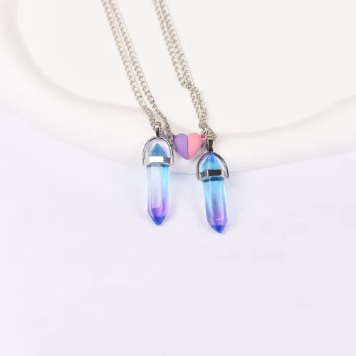 Miniatura 30 de Collar magnético de corazón dividido a juego para parejas, colgante de atracción mutua de cristal, regalo de joyería de amistad para mejores amigos