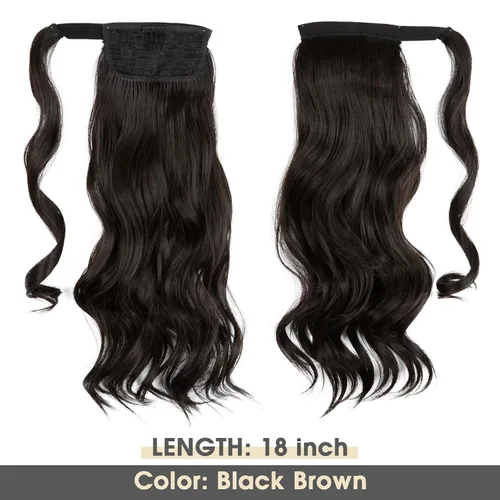 Miniatura 2 de CJL HAIR Extensión de cola de caballo de 18 pulgadas con cabello rizado y ondulado, clip de cola de caballo, peluca sintética falsa para mujeres