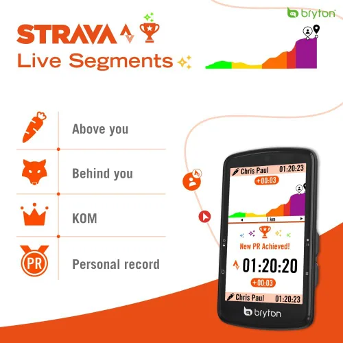 Miniatura 2 de Bryton Rider S810 3.5 pulgadas pantalla táctil GPS para bicicleta/computadora de ciclismo, batería de 50 horas, mapas y navegación fuera de línea