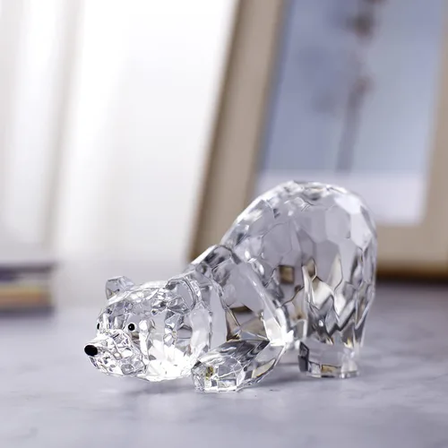 Miniatura 2 de Figura acrílica de oso lindo animal para decoración del hogar, no decoraciones de cristal para estantería, mesa de comedor y escritorio (B)