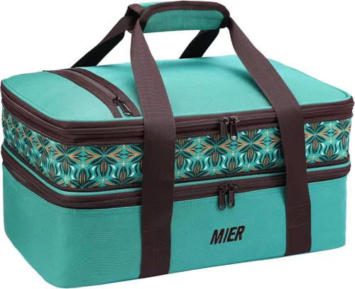 Miniatura 12 de MIER - Porta ollas doble aislada térmica para comidas, bolsa de almuerzo para fiestas de comida, pícnic, playa, se adapta a cacerola de 9 x 13