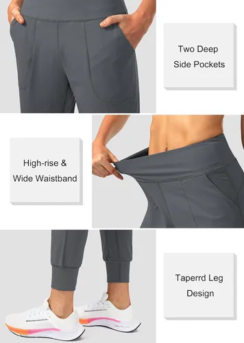 Miniatura 4 de Soothfeel - Pantalones deportivos para mujer con bolsillos de cremallera y cintura alta, pantalones deportivos para entrenamiento y yoga