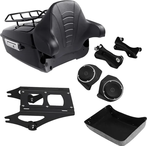 Miniatura 12 de TCMT Caja de maletero para motocicleta King con respaldo y portaequipajes, conjunto de luz trasera, para Harley Davidson 2014-2025 Touring CVO Road