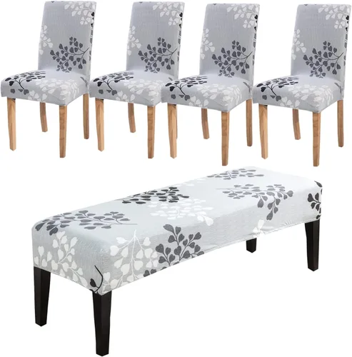 Miniatura 36 de CRFATOP 4 Piezas de Fundas Elásticas para Silla de Comedor con Funda para Banco Fundas Impresas para Silla de Comedor Fundas para Cojín de Asiento