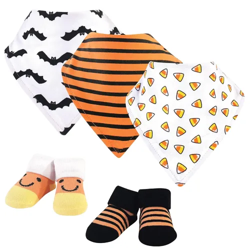 Miniatura 48 de Hudson Baby Conjunto de babero y calcetines unisex de algodón para bebé, Tamaño único Chica Calabaza