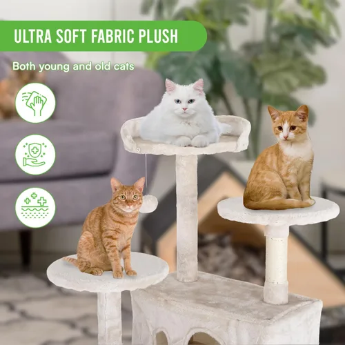 Miniatura 5 de 24/7 Shop at Home Court - Torre de árbol para gatos de varios niveles de 54 pulgadas con bola colgante y postes rascadores para gatos