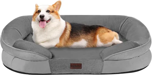 Miniatura 11 de Dwanton - Cama ortopédica para perros medianos con espuma de memoria con gel, sofá impermeable para perros, cama lavable para mascotas con cojín