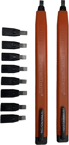 Swanson Tool Co CP216 AlwaysSharp - Lápiz mecánico recargable para carpintero, paquete de dos, con 8 puntas de grafito negro de repuesto adicionales
