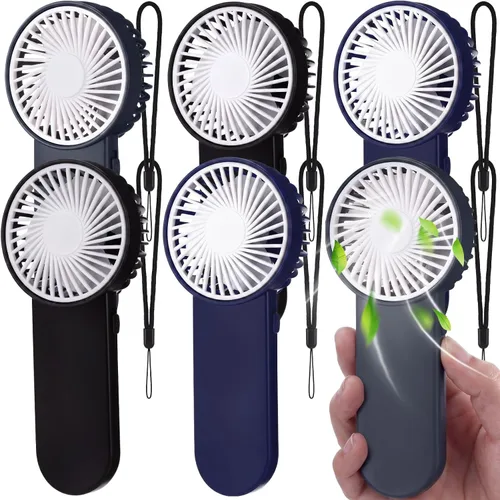 Miniatura 8 de Sumind 6 unidades de pequeño ventilador portátil personal pequeño a granel de 1 velocidad eléctrico lindo alimentado por batería para el cuello