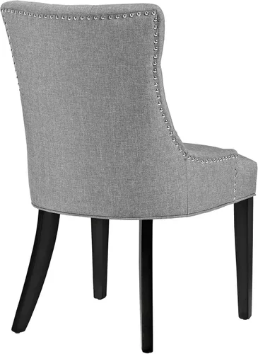 Miniatura 5 de Modway Regent Modern - Silla auxiliar de comedor, elegante tapizada con botones y ribete de cabeza de clavo, color gris claro