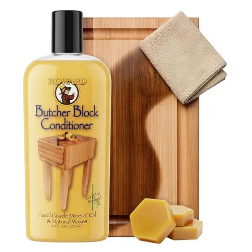 Howard Products Acondicionador de bloques de carnicero y aceite mineral de grado alimenticio para tablas de cortar madera, 12 fl oz - Cuidado