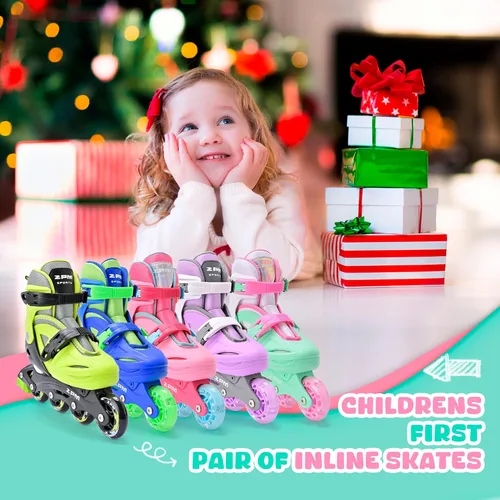Miniatura 6 de 2PM SPORTS Patines en línea para niños y niñas de 4 a 8, 6 a 12 años, con ruedas iluminadas, cuchillas ajustables para niños y jóvenes principiantes