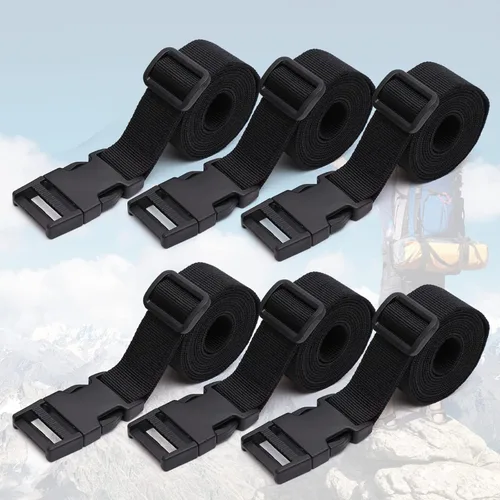 Paquete de 6 correas de amarre de nailon de 1 x 60 pulgadas con hebillas ajustables de liberación rápida para maletas, mochileros, cámara de