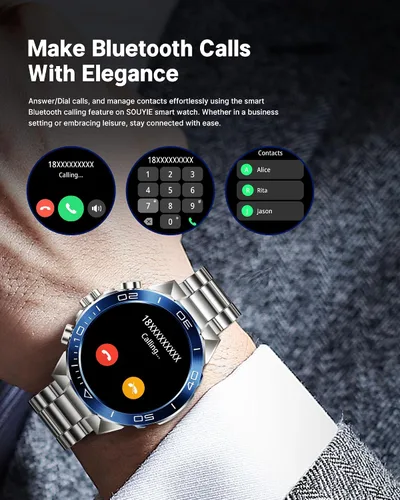 Miniatura 2 de Reloj inteligente para hombre (respuesta/hacer llamadas), pantalla AMOLED de 1.43 pulgadas con monitor saludable de 24 horas, más de 100 modos