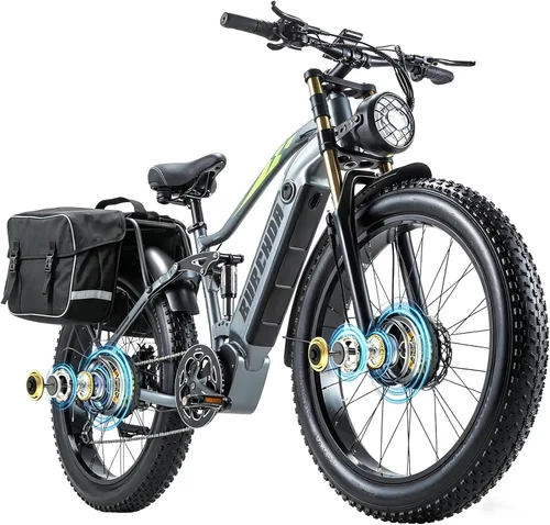 Miniatura 10 de 2026 AWD Electric Bike for Adults Dual Motor 5000W/3000W/1500W Peak 40MPH/32MPH Fast Ebike, Up to 70 /90 /160 Miles Long Range, 26" Full Suspension