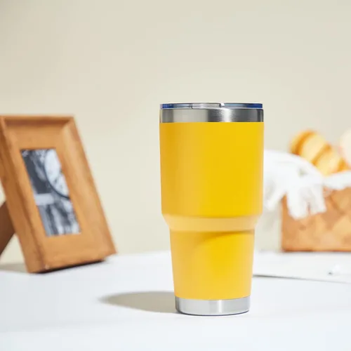 Miniatura 5 de MEWAY Vaso de 30 onzas con aislamiento al vacío de doble pared, vaso de acero inoxidable con tapa, revestimiento de polvo duradero, taza de café
