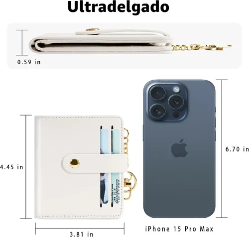 Miniatura 4 de Airkit Billeteras pequeñas para mujer, con bloqueo RFID, de cuero, con ventana de identificación, carteras para tarjetas para mujer, con monedero