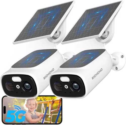 Miniatura 11 de 4 cámaras WiFi 2.4G/5G para seguridad en el hogar con paneles solares dobles, cámaras de seguridad solar 2K inalámbricas para exteriores, visión