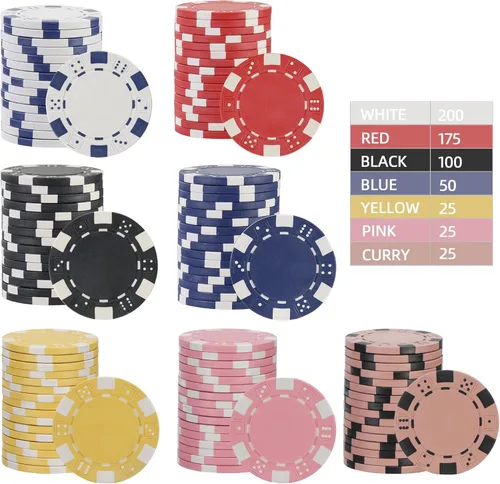 Miniatura 5 de 600 piezas de fichas de póquer de casino para juego de blackjack, juego de fichas de póquer de 11.5 gramos para kit de póquer de casino Texas 7