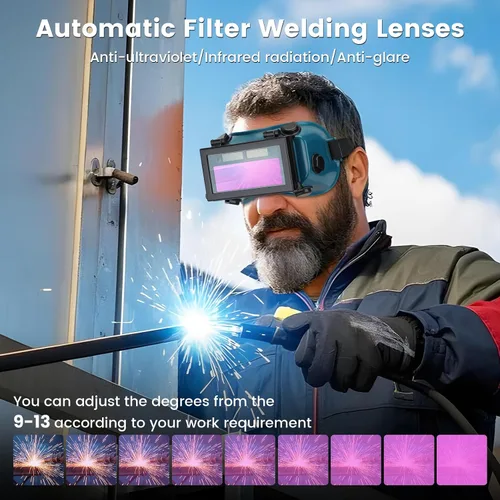Miniatura 4 de Anteojos de soldadura con oscurecimiento automático y lentes interiores transparentes, casco de soldadura solar, gafas de soldador con lentes
