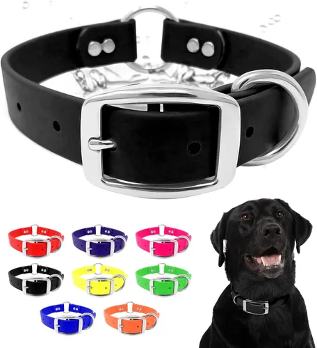 Miniatura 32 de Collar impermeable para perro con anillo central resistente Collar para perros pequeños, medianos, grandes o XL, Amarillo
